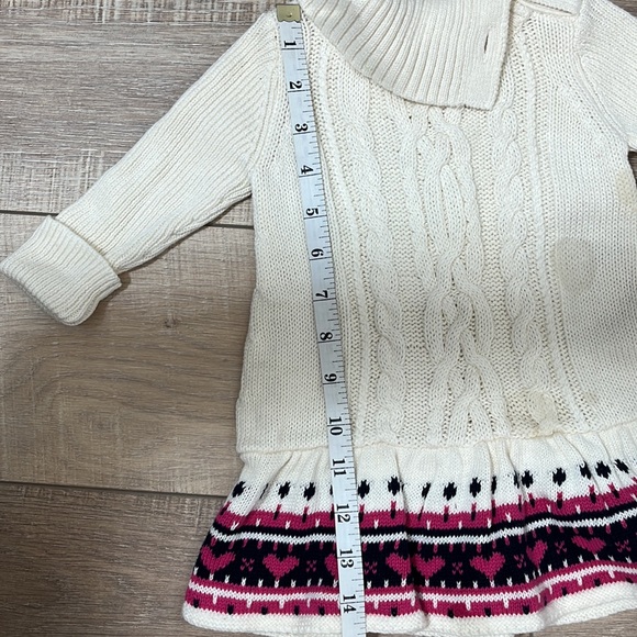 Baby Gap Cable Knit Dress Long Sleeve with Patterned Edge Buttons Cream Sz 3-6M - Picture 14 of 14